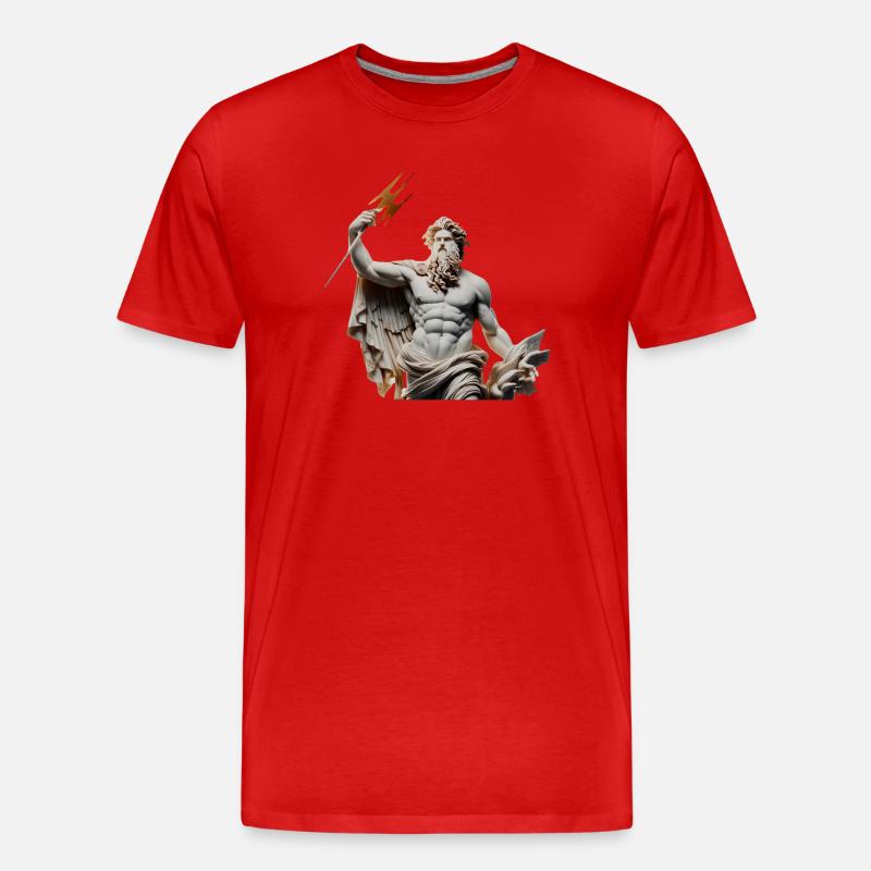 Zeus Donnergott Statue - Männer Premium Bio T-Shirt - Rot