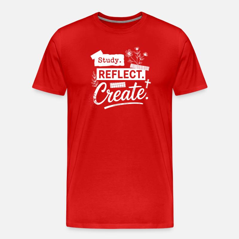 Lerne. Reflektiere. Erschaffe. - Männer Premium Bio T-Shirt - Rot