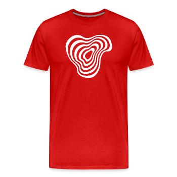 Concentric Lines Ripple - Men's Premium Organic T-Shirt - red - Front - Damien (186cm)
