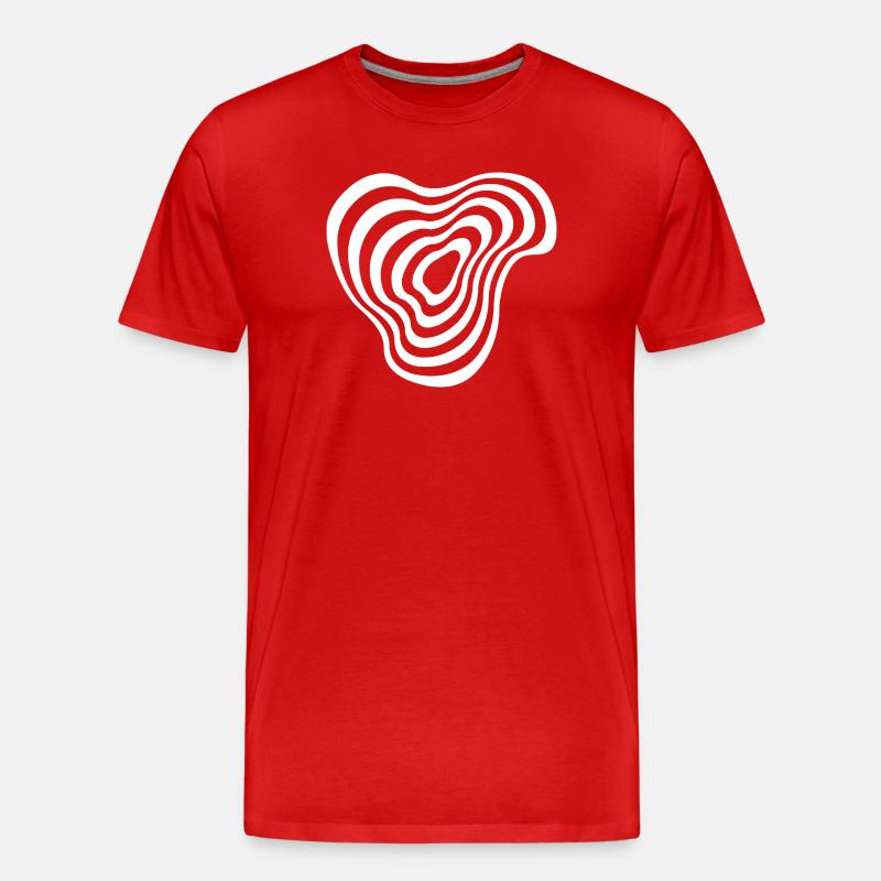 Ondulation des lignes concentriques - T-shirt bio Premium Homme - rouge