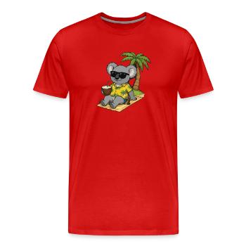 Koala am Strand im Tropenlook - Männer Premium Bio T-Shirt - Rot - Vorne - Damien (186cm)