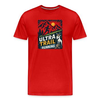 Ultra Trail Running - T-shirt bio Premium Homme - rouge - Devant - Damien (186cm)