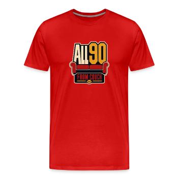 Soirée de regarder le football : les 90 personnes du jour du match sur le canapé - T-shirt bio Premium Homme - rouge - Devant - Damien (186cm)