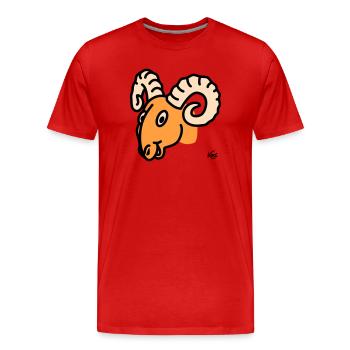 Widder groß - Männer Premium Bio T-Shirt - Rot - Vorne - Damien (186cm)