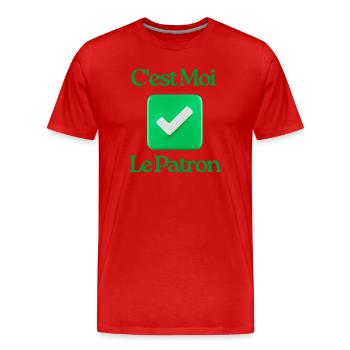 C’est Moi Le Patron - T-shirt bio Premium Homme - rouge - Devant - Damien (186cm)