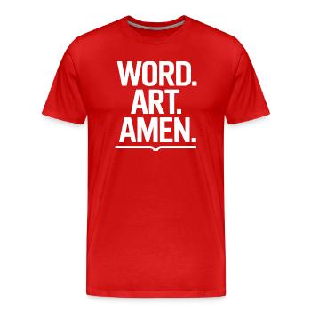 Word Art Amen Typography - Men's Premium Organic T-Shirt - red - Front - Damien (186cm)