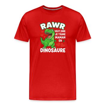 Rawr Je t'aime Maman Dinosaure Mignon - T-shirt bio Premium Homme - rouge - Devant - Damien (186cm)