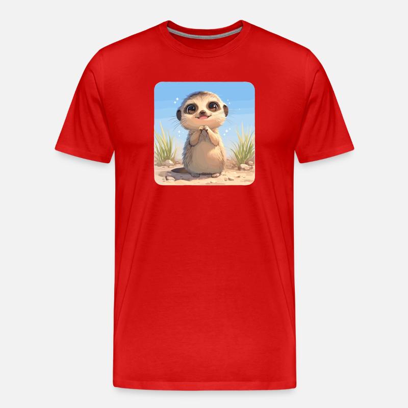 Meerkat Erdmännchen - Männer Premium Bio T-Shirt - Rot