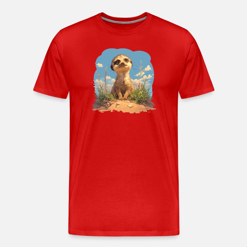 Meerkat Erdmännchen - Männer Premium Bio T-Shirt - Rot