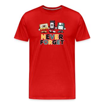Never Forget Cassette Nostalgia - Men's Premium Organic T-Shirt - red - Front - Damien (186cm)