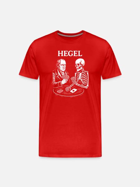 Hegel and Skeleton Card Duel - Men's Premium Organic T-Shirt - red