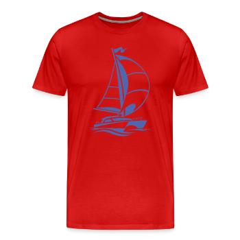 Segeln Katamaran Jacht Segelsport Silhouette  - Männer Premium Bio T-Shirt - Rot - Vorne - Damien (186cm)