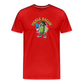 Joueur de pickleball Pickle Ballin - T-shirt bio Premium Homme - rouge - Devant - Damien (186cm)