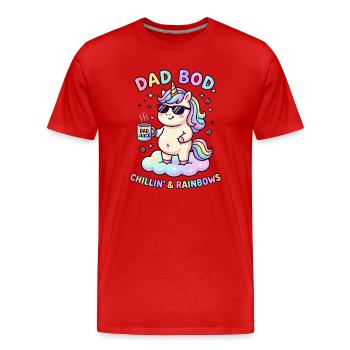 Dad Bod: Father beer belly, dad fitness unicorn - Men's Premium Organic T-Shirt - red - Front - Damien (186cm)