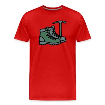 Wanderschuhe Eispickel Bergsteiger Alpen Wanderer - Männer Premium Bio T-Shirt - Rot - Vorne - Damien (186cm)