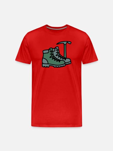 Wanderschuhe Eispickel Bergsteiger Alpen Wanderer - Men's Premium Organic T-Shirt - red