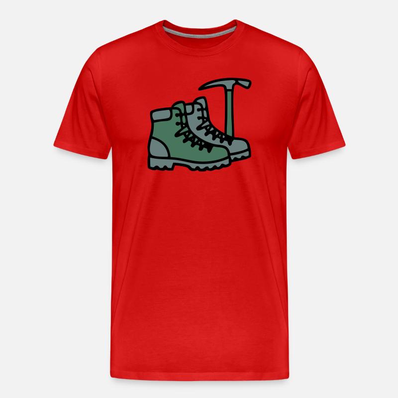 Wanderschuhe Eispickel Bergsteiger Alpen Wanderer - Men's Premium Organic T-Shirt - red