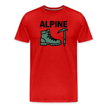 Wanderschuh Eispickel Alpine Bergsteigen Klettern - Männer Premium Bio T-Shirt - Rot - Vorne - Damien (186cm)