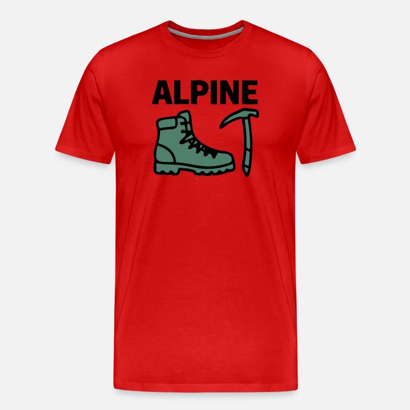 Wanderschuh Eispickel Alpine Bergsteigen Klettern - Männer Premium Bio T-Shirt - Rot