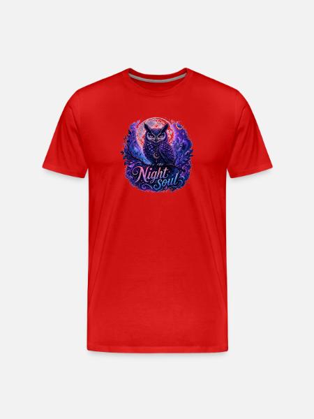 Eulennacht der Sternenseelen - Männer Premium Bio T-Shirt - Rot