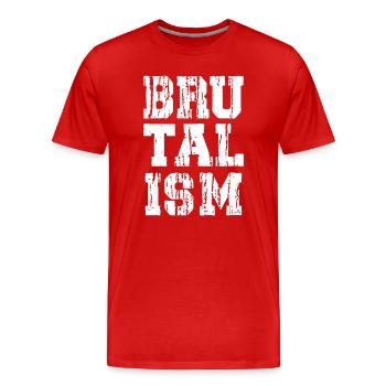 Brutalism Distressed and Bold typography T-Shirt - Men's Premium Organic T-Shirt - red - Front - Damien (186cm)