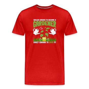 Skilled Crazy Gardener - Men's Premium Organic T-Shirt - red - Front - Damien (186cm)