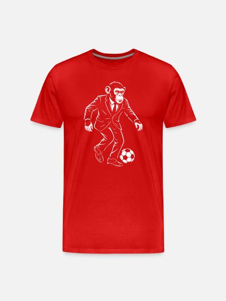 Eleganter Affe spielt Fußball - Männer Premium Bio T-Shirt - Rot