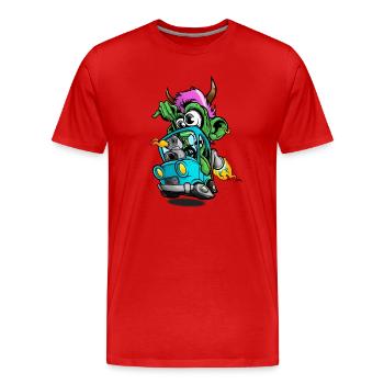Monstre Enflammé Roadster - T-shirt bio Premium Homme - rouge - Devant - Damien (186cm)