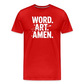 Wortkunst: Amen Pinselstrich - Männer Premium Bio T-Shirt - Rot - Vorne - Damien (186cm)