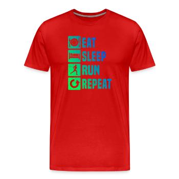 Geschenkidee für einen Running mit Running - Männer Premium Bio T-Shirt - Rot - Vorne - Damien (186cm)