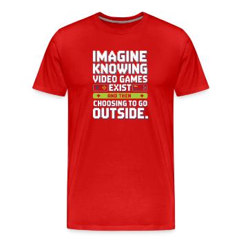 Imaginez que les jeux vidéo existent PC Gamer Gaming Zocker - T-shirt bio Premium Homme - rouge - Devant - Damien (186cm)