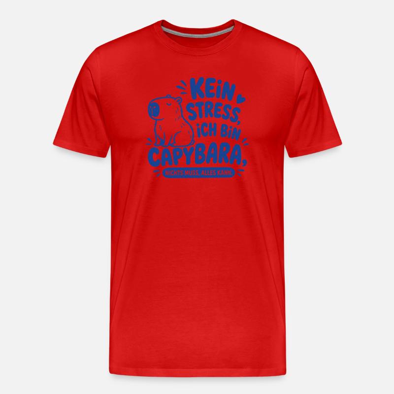 Kein Stress ich bin Capybara - Männer Premium Bio T-Shirt - Rot