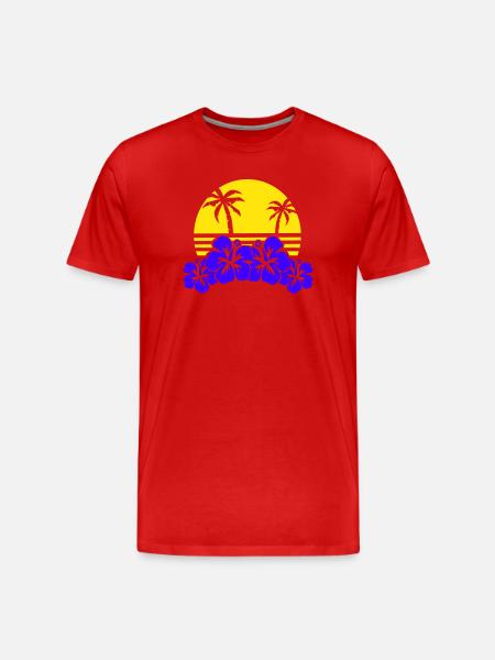 Tropical Evening Sun Hibiscus - Men's Premium Organic T-Shirt - red