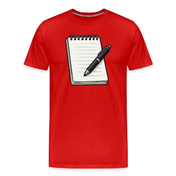 Carnet - T-shirt bio Premium Homme - rouge - Devant - Damien (186cm)