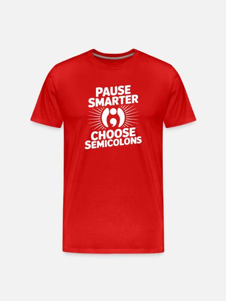 Pause point-virgule Smarter Point-virgule - T-shirt bio Premium Homme - rouge