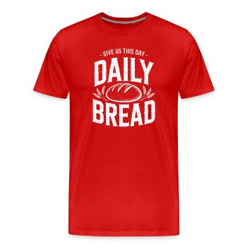 Daily Bread Bold Typography Logo - Men's Premium Organic T-Shirt - red - Front - Damien (186cm)