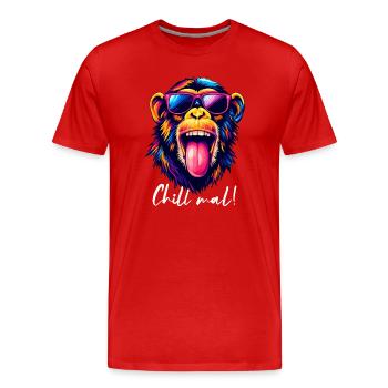 Chill Times Cool Pop Art Style Monkey - Men's Premium Organic T-Shirt - red - Front - Damien (186cm)
