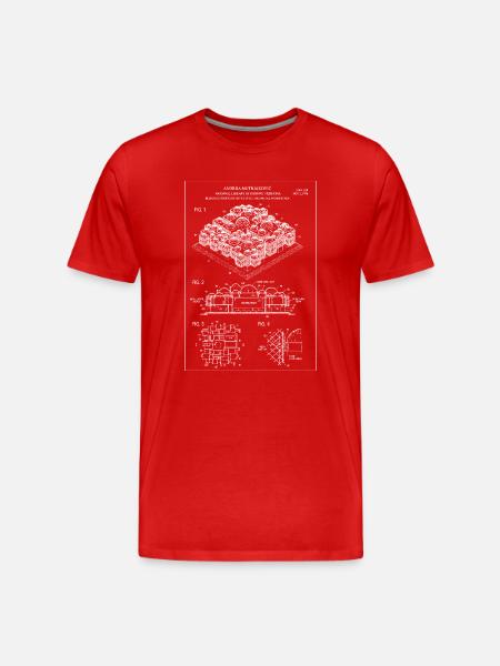 Library of Kosovo Blueprint Isometric Diagram - Men's Premium Organic T-Shirt - red