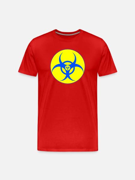Electric Blue Biohazard Crest - Men's Premium Organic T-Shirt - red