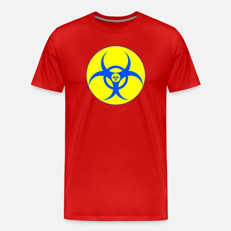 Elektrisch Blauer Biohazard-Wappen - Männer Premium Bio T-Shirt - Rot