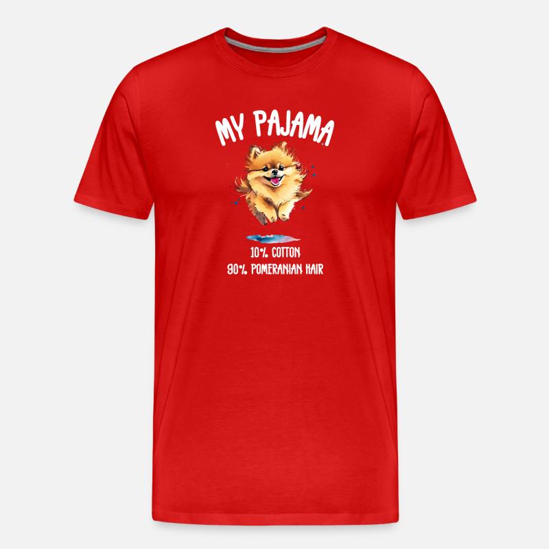 Pomeranian-Pyjama-Haar - Männer Premium Bio T-Shirt - Rot