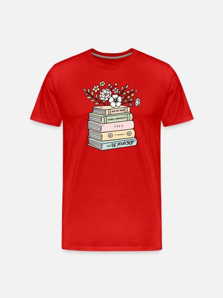 Be Yourself Book Stack Motivation - Men's Premium Organic T-Shirt - red