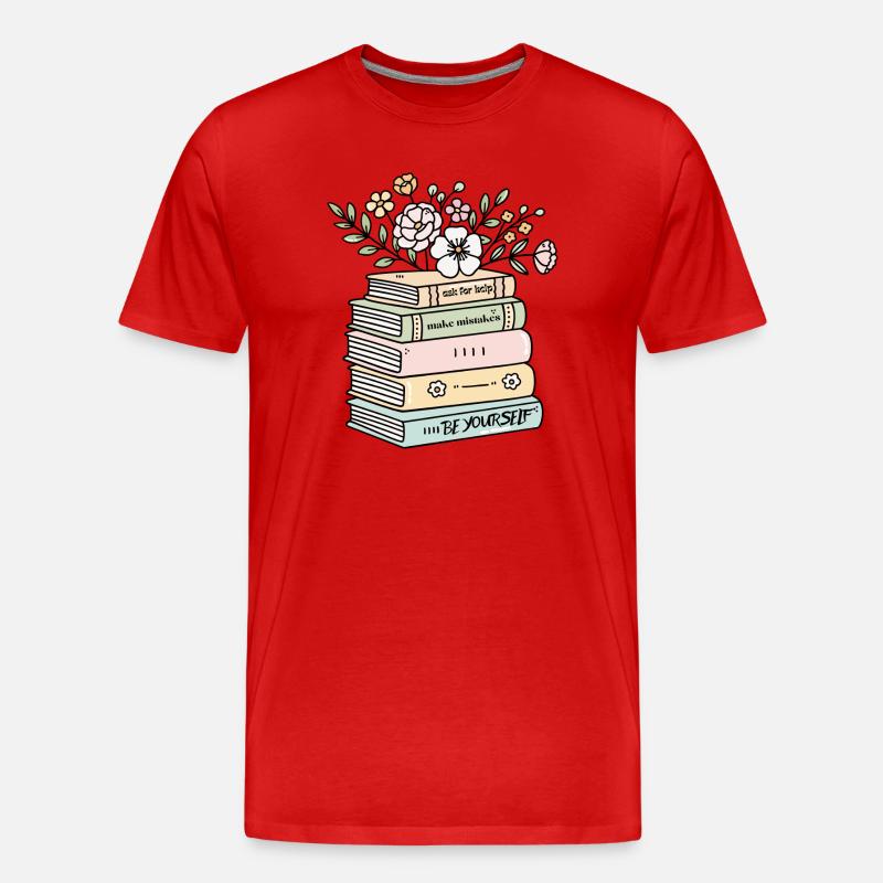 Be Yourself Book Stack Motivation - Men's Premium Organic T-Shirt - red