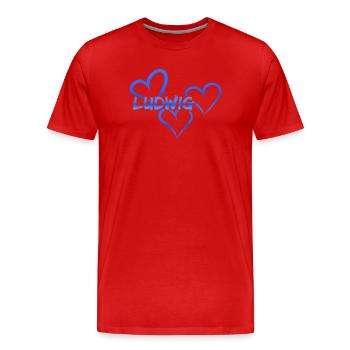 Prénom Ludwig - T-shirt bio Premium Homme - rouge - Devant - Damien (186cm)