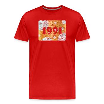 1991 - Men's Premium Organic T-Shirt - red - Front - Damien (186cm)