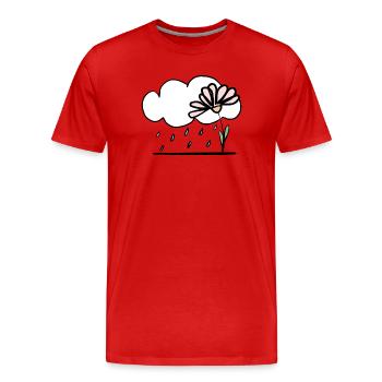 Flower in the rain - Men's Premium Organic T-Shirt - red - Front - Damien (186cm)