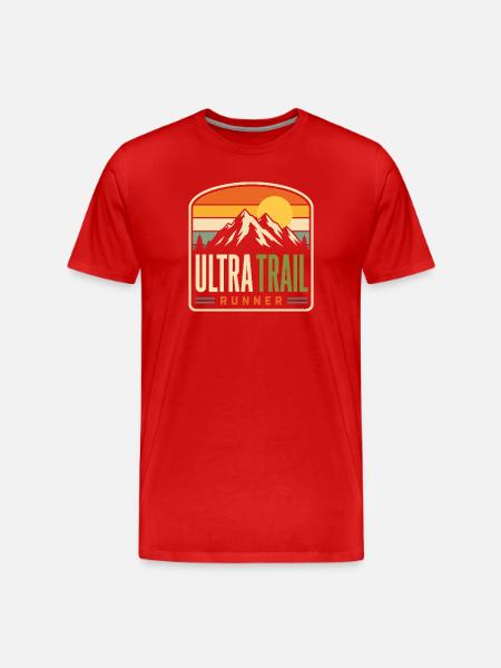 Ultra Trail Runner Mountain Sunset - Men's Premium Organic T-Shirt - red