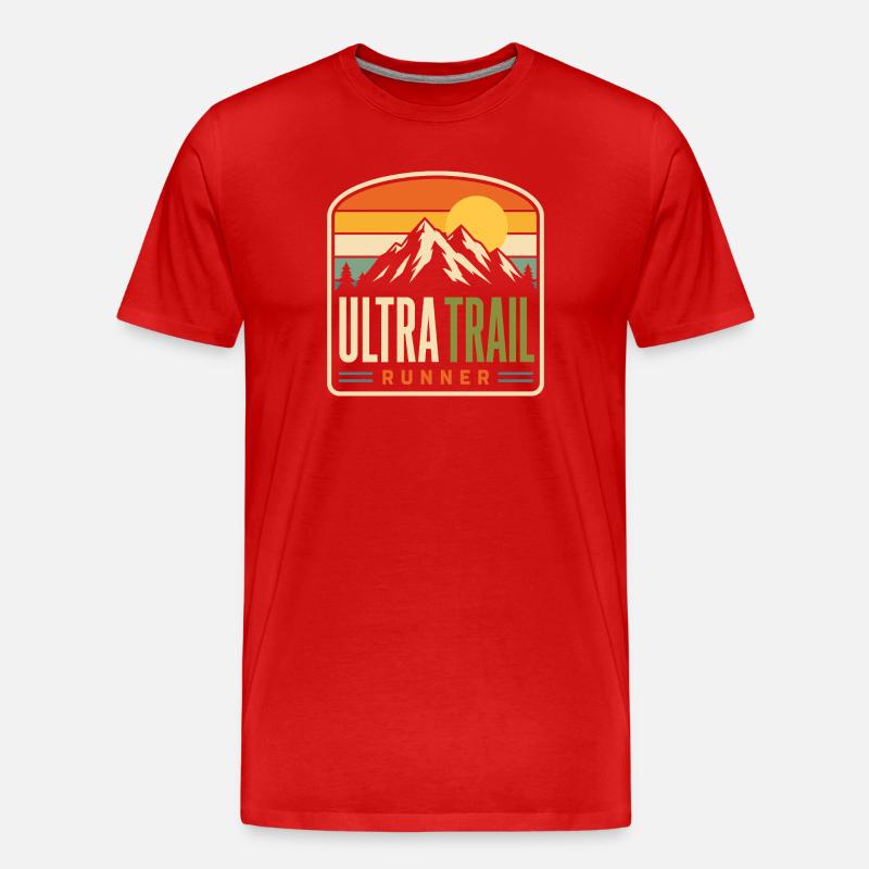 Ultra Trail Runner Mountain Sunset - Männer Premium Bio T-Shirt - Rot