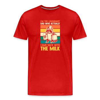 Papa raton laveur drôle revenu avec un panda déchet. - T-shirt bio Premium Homme - rouge - Devant - Damien (186cm)