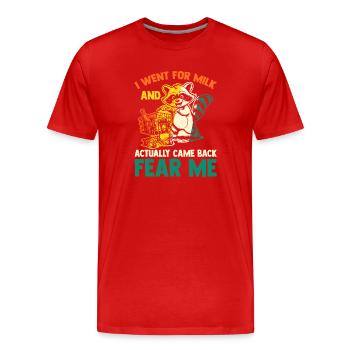 Papa raton laveur drôle revenu avec un panda déchet. - T-shirt bio Premium Homme - rouge - Devant - Damien (186cm)